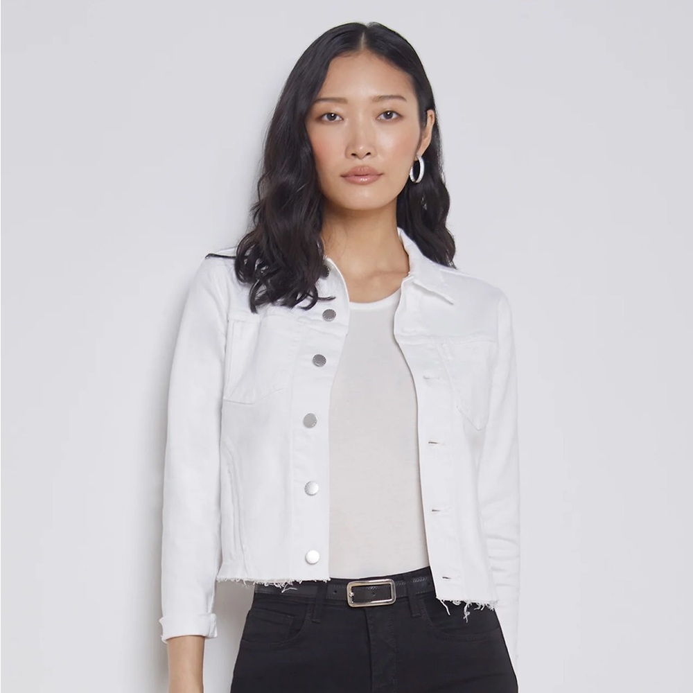 L'AGENCE White Denim Jacket, Size S